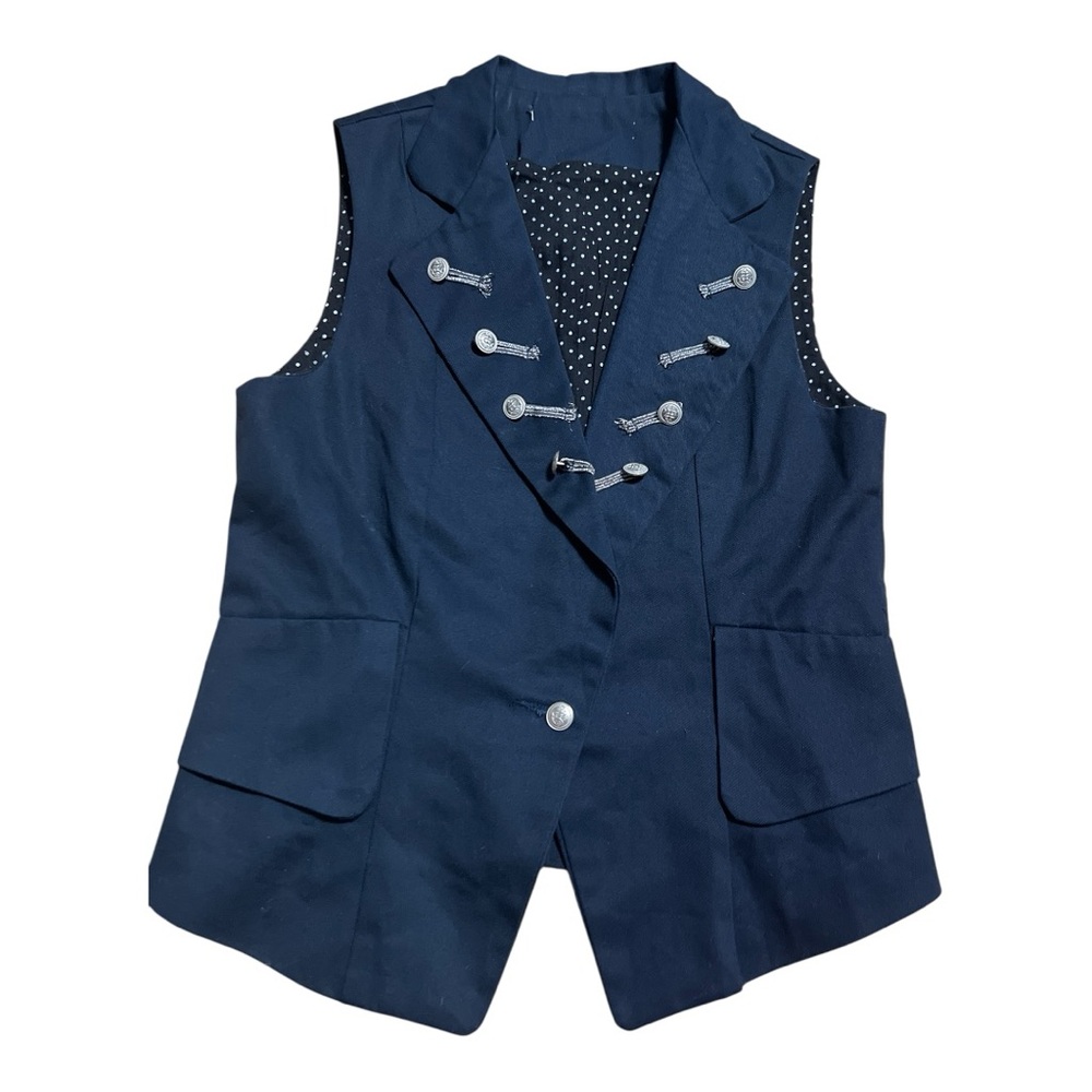 Boutique dark blue vest anchor buttons sz M